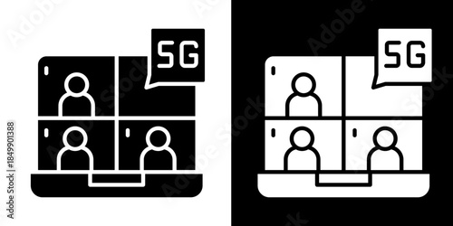 Video Conference Icon Set White Style Collection