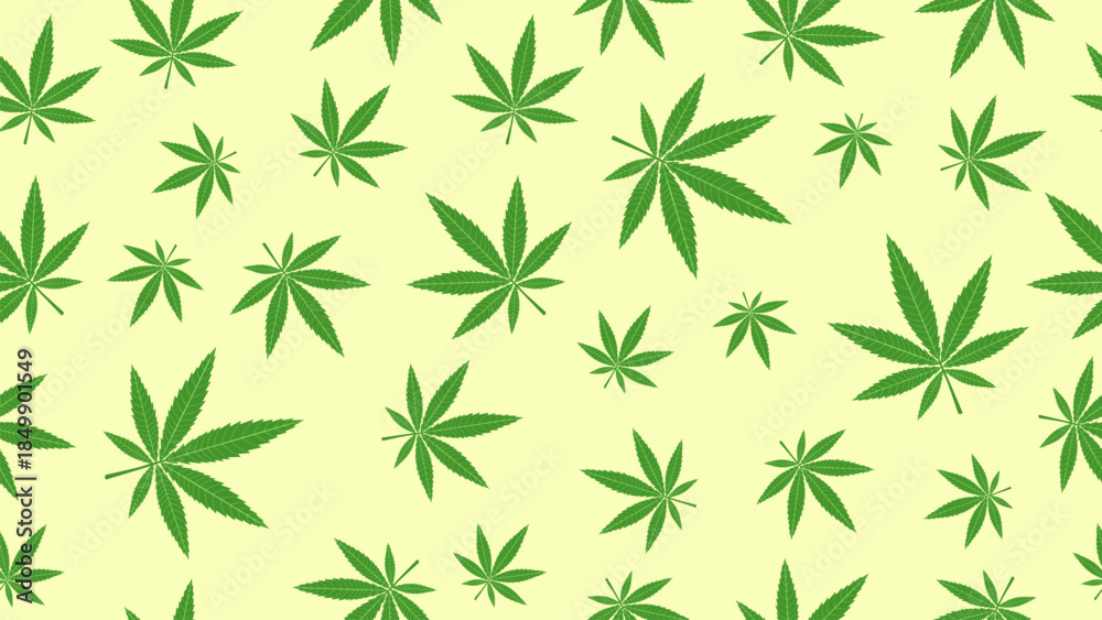 Fototapeta premium Marijuana cannabis weed leaves seamless pattern background. Green marijuana leaves wallpaper