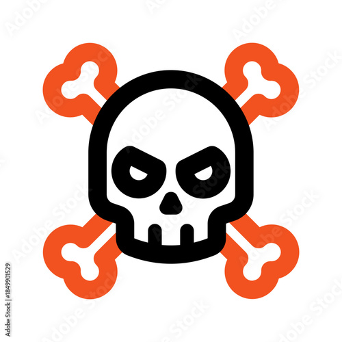 skull outline color icon