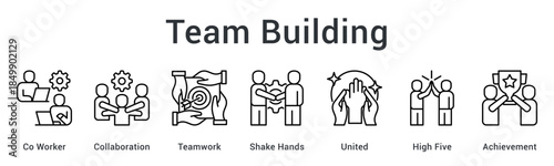 Team building fosters collaboration and teamwork through handshakes leading to united achievements and celebrations.