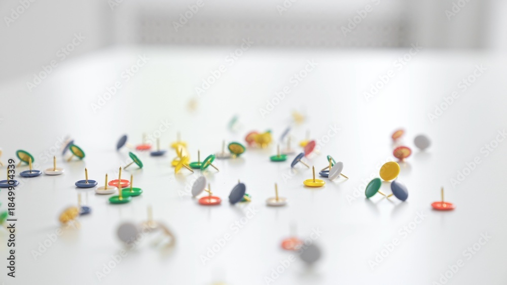 custom made wallpaper toronto digitalColorful Push Pins Scattered on White Surface