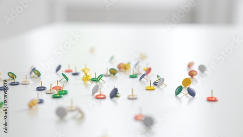Wallpaper Mural Colorful Push Pins Scattered on White Surface Torontodigital.ca
