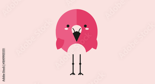 Cute Minimalist Cartoon Pink Flamingo Illustration with Simple Design