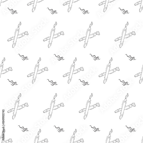 Hand drawn artist tool seamless pattern background
