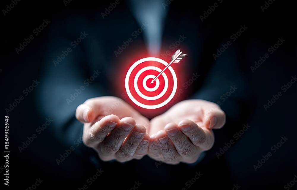 Fototapeta premium Achieving goals: target in hands concept