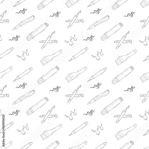 Hand drawn artist tool seamless pattern background