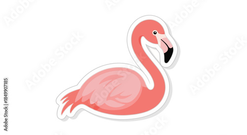 Cute cartoon flamingo illustration with a whimsical design for kids and nature-themed art