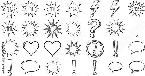 Collection of comic-style punctuation marks and symbols