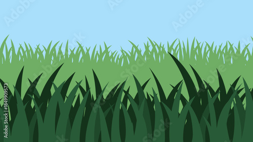 Green Grass Illustration with Sharp Blades.