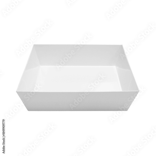 empty white square paper delivery food box isolated on white background.