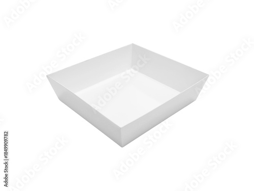 empty white square paper delivery food box isolated on white background.