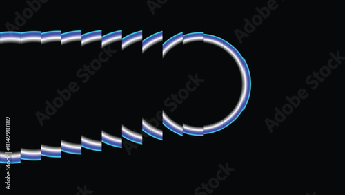 Blue and white gradient and rounded lines in black background
