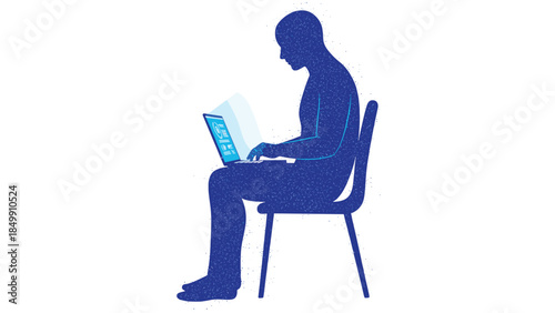 Silhouette of a person working on a laptop, illustrating modern work habits and digital lifestyle concepts.