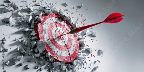 Red Dart Shattering Concrete Target