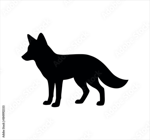 Fox silhouette standing vector illustration isolated on white