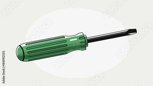 Green Screwdriver with Black Metal Shaft.