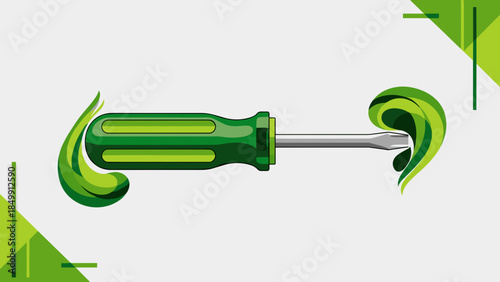 Green Screwdriver with Curved Handle Ends.