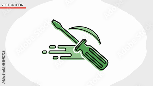 Green Scythe Icon with Splashing Liquid.