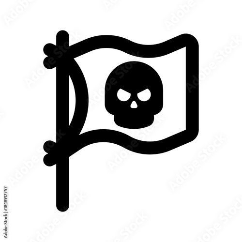 pirates flag solid line icon