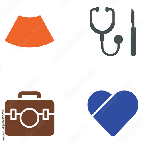 Medical icons set on white background
