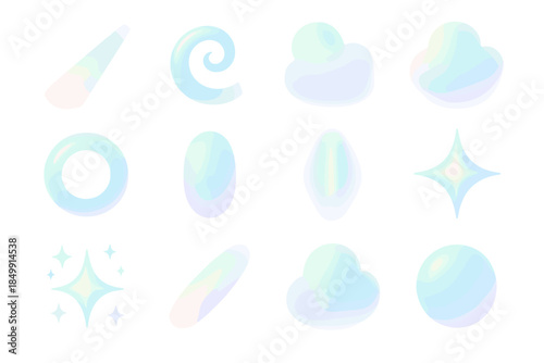 Beam reflection icon breeze glow halo shimmer curl reflective tone vector icons