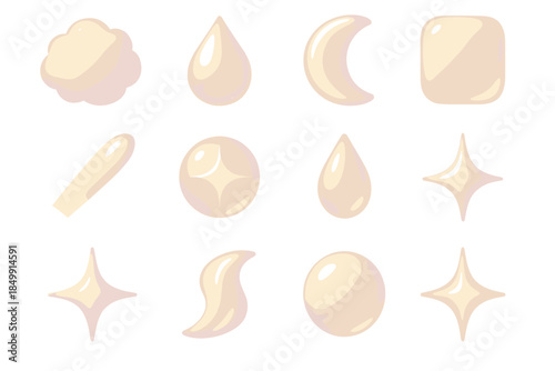Mist glossy bright icon gentle vector puff reflective pearl radiance pastel