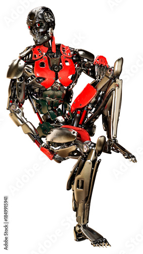 3D Rendering Male Robot on White