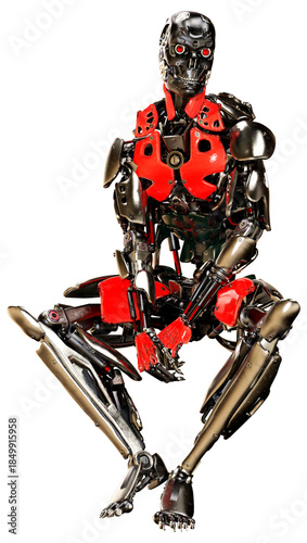 3D Rendering Male Robot on White