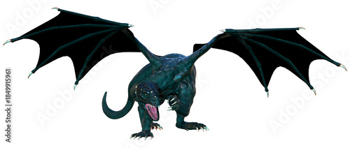 3D Rendering Fairy Tale Dragon on White