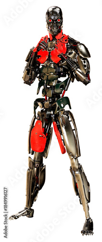 3D Rendering Male Robot on White