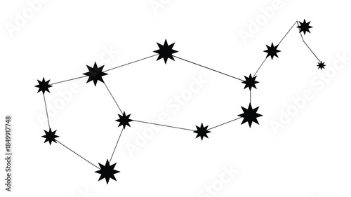 Simple black and white illustration of a constellation connected by lines
