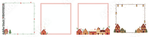 Cozy Home Frame. Vector, minimalist, illustration, icon set.