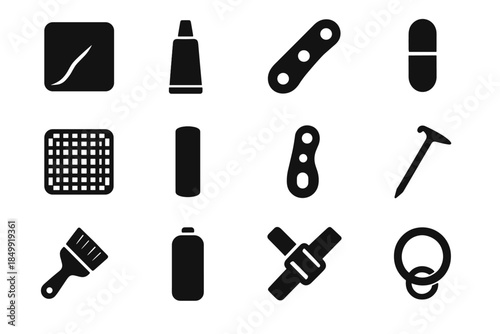 Shelter icons vector tent storage seal icon repair accessories tip guyline zipper