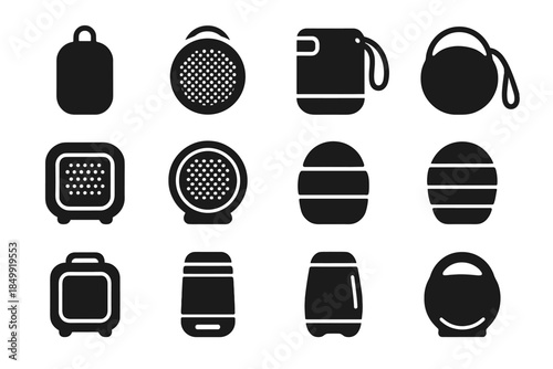 Travel vector barrel grip speaker bar icon mini input port cut edge