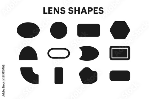 Shapes oval tile shape icon lens round pad edge rectangular slab vector