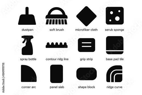 Soft vector strip arc silhouette icon cleaning tools pad block shape slab