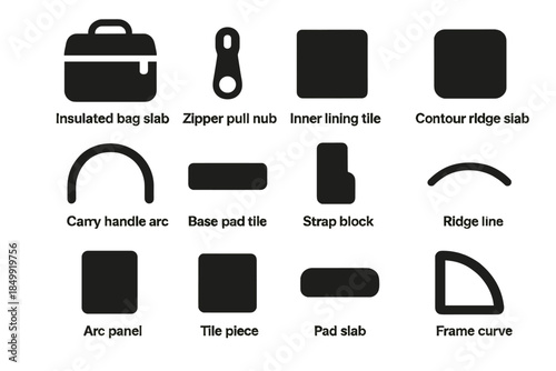 Handle line icon insulated pad lunch bag contour slab carry vector