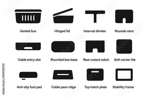 Icons corner stability icon cable pad top management notch mount vector frame