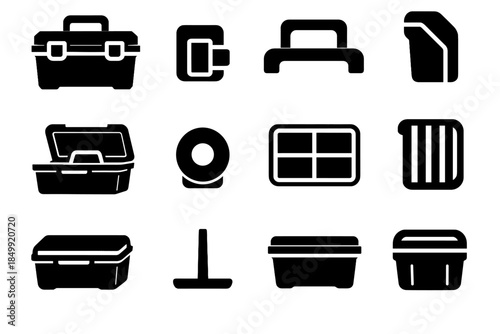 Compact organizer bottom icons hard plastic vector toolbox slot icon side disc
