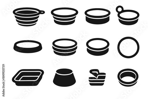 Slab collapsible pet rim tab grip base icon vector pad piece bowl