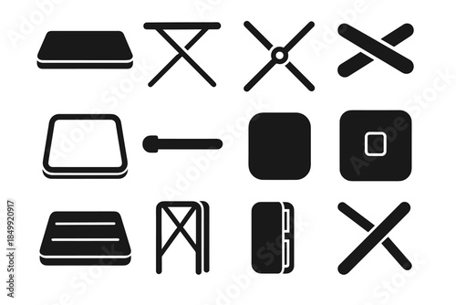 Vector icon slab support cross contour hinge arc portable stabilizer icons table