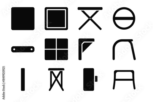 Ridge tabletop line square panel icons hinge vector icon stabilizer strip folding