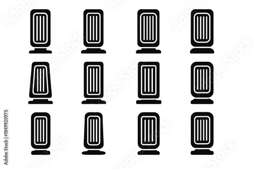 Icons support vector outlet tower heat grille arc icon heater ridge compact