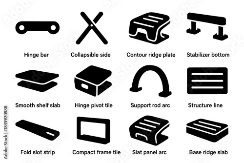 Icon rack stabilizer vector arms shoe foldable fold folding side hinge compact