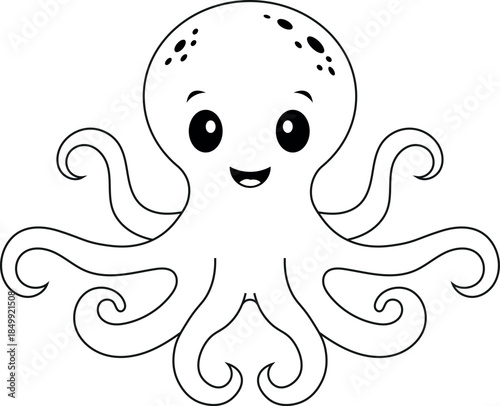 Octopus line art isolated on a white background