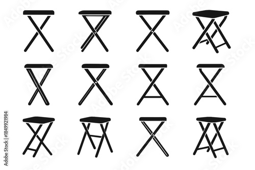 Stool frame smooth strip rod vector icon contour structure metal tile arc