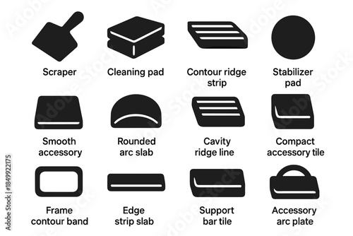 Vector pad press edge tile grill accessory icons bar cavity icon slab