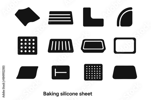 Cavity slab contour baking icon vector line pattern oven rounded corner silicone