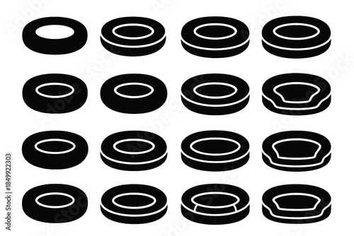 Frame arc dog rounded icon bed compact slab rim support vector donut