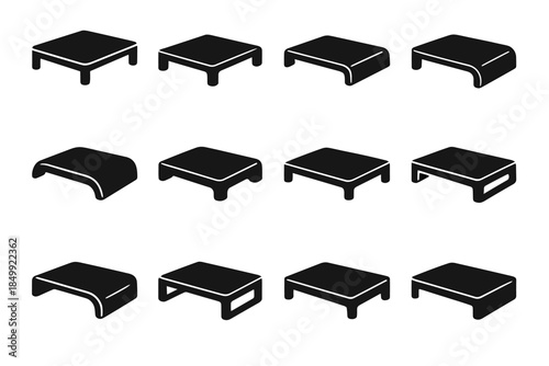 Pads frame rounded stand icon slab foot monitor platform vector ridge arc